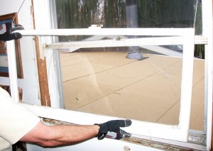 Existing jambs were removed to be used again.