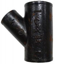 The no-hub Y-fitting can be cast iron or PVC.