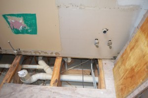 The damaged plywood was removed