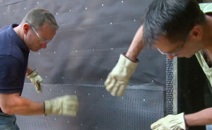 Install a galvanized, self-furring expanded metal lath