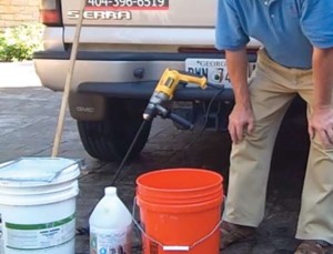 Mix epoxy and hardener in two separate containers.