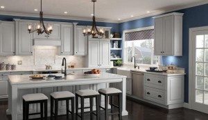 Classic cabinets from American Woodmark are now available in a gray stone finish.