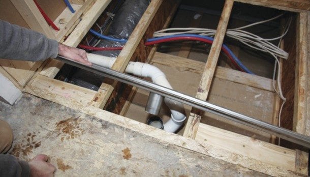 Retrofit a curbless shower in a bathroom Retrofit a curbless shower in a bathroom